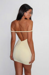 Appreciate You Off Shoulder Mini Dress Lemon