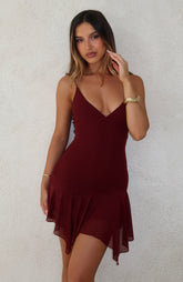Floating Through It Mini Dress Burgundy