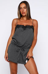 Lustre Aura Mini Dress Black/White Polka Dot