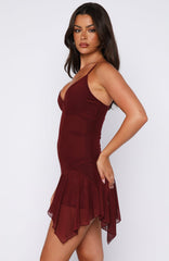 Floating Through It Mini Dress Burgundy