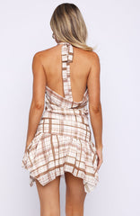 Icon Mode Mini Dress Mocha Check